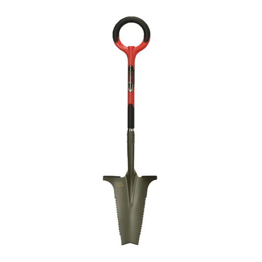 Venteo Root Slayer Garden Spade with Ultra-Sharp Trapezoidal Blade and Carbon Steel Teeth - 114 cm, Red and Black