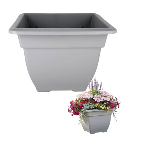 Shop4allsorts 38cm Grey Square Bell Plant Pot