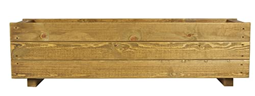 Wooden Garden Planter Flower Plant Pot Basket Trough Outdoor Timber Long Rectangular Large Herb Planter Boxes Brown Wood Stain Finish