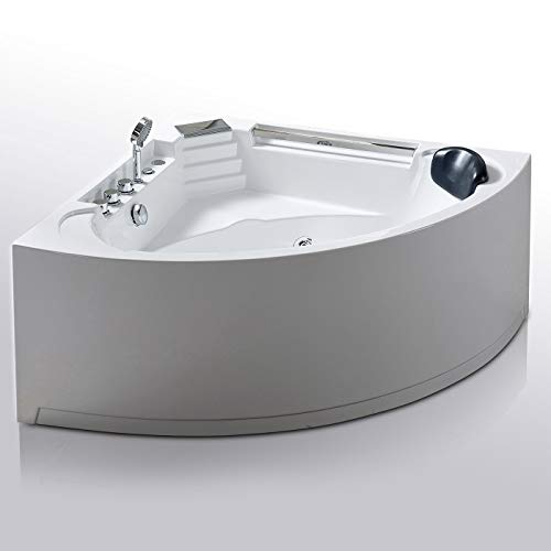 GRAFICA MA.RO SRL Acrylic Bathtub, 135 x 135 cm, 1 Person, 6 Water Jets, Daisy, Alcove Installation, White