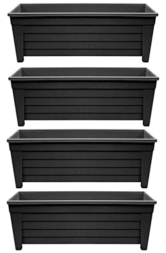 Optimal Products 55cm Black Plastic Trough Planter x4