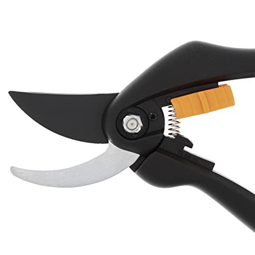 Fiskars SingleStep Pruner Bypass P26, Non-stick coating steel blades, Length: 20 cm, Cutting diameter: 2.2 cm, Black/Orange, SingleStep, 1000567