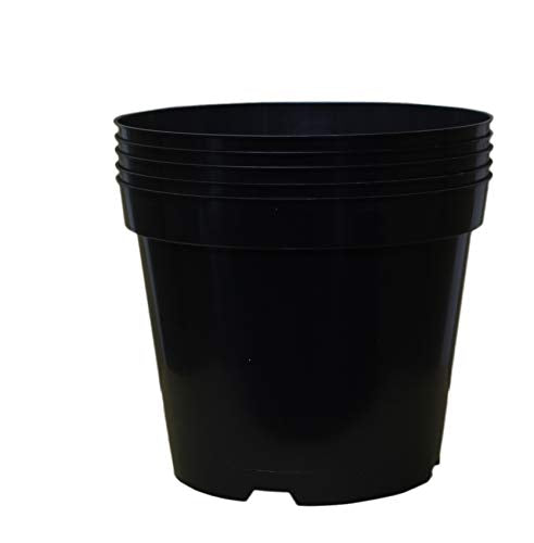 Muddy Hands Pack of 5 Black Plastic Plant Pots Outdoor Garden Round Nursery Herb Flower Planters (12 Litre)