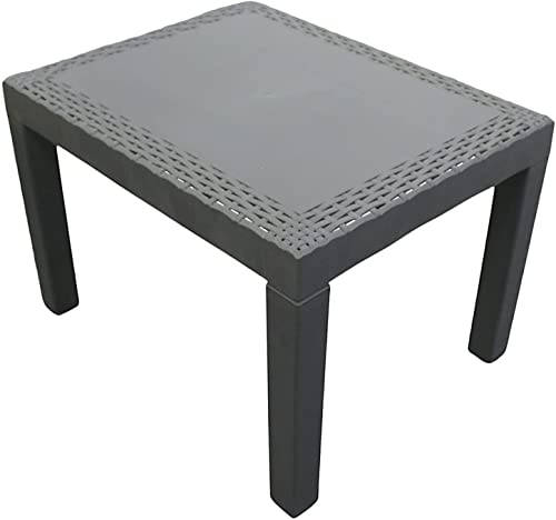 Rattan Look Plastic Garden Coffee Side Snack Table Outdoor Patio Deck Furniture (Anthracite)