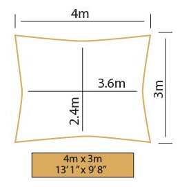Kookaburra 4m x 3m Rectangle Water Resistant Garden Patio Sun Shade Sail Canopy 96.5% UV Block with Free Rope (Ivory)