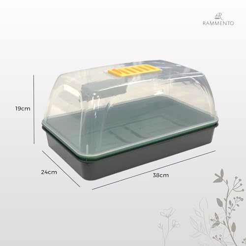 Rammento 38cm Medium Propagation Kit with Seed Tray & Dome Lid | Windowsill Greenhouse, Plastic Propagator for Plants | Indoor Gardening Set