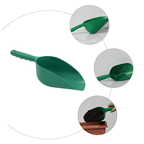 CAXUSD Dirt Spoon Plant Clips Garden Scoop Trowel Mulch Soil Scoop Brush Gardening Handle Garden Puller Tool Shovels Succulent Soil Indoor Planting Dirt Scoop Green Plastic