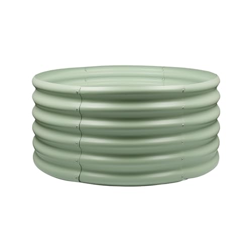 Harbour Housewares Raised Garden Bed - Green - 90 x 45cm - Round - Bottomless Metal Raised Bed Galvanised Steel Planter Box for Growing Outdoor Plants, Vegetables, Flowers and Herbs