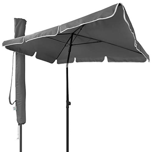 VOUNOT® Garden Parasol, Tilt Balcony Umbrella with Cover, Sun Shade for Outdoor, Garden, Balcony, Patio, Beach, 200 x 125 cm Rectangular UV 50-, Grey