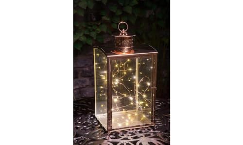 NOMA Modern Metallic Glass Lantern with Copper Wire Lights (Pack of 1)