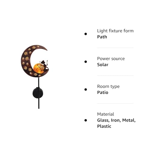 TERESA'S COLLECTIONS Large Garden Ornaments Outdoor, Gifts for Women, Metal Fairy Sitting on Moon Solar Lights Outdoor Garden, Solar Stake Lights with Crackle Glass Ball for Lawn, Path, 40inch