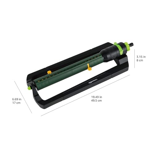 Amazon Basics Oscillating Water Sprinkler with 2-Way Adjustment and 1.9 cm Tool Adapter, Black, 49.7 x 17 x 8cm