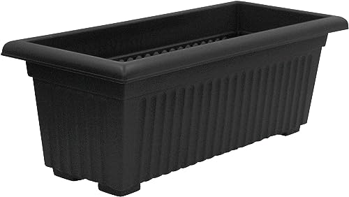 Thumbsup Large 70cm Planter Plastic Trough Sleek Black Raised Plant Pot Planter Herb Trough Plants Flower Bed – Ideal for Small Bushes