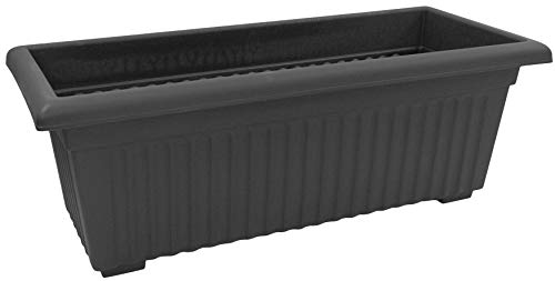Thumbsup Large 70cm Planter Plastic Trough Sleek Black Raised Plant Pot Planter Herb Trough Plants Flower Bed – Ideal for Small Bushes