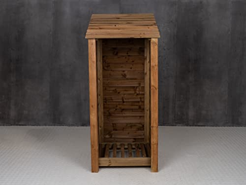 Arbor Garden Solutions wooden log store 6ft, firewood storage (W-79cm, H-180cm, D-88cm), brown finish (Without kindling shelf)