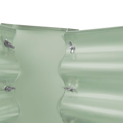 Harbour Housewares Raised Garden Bed - Green - 120 x 120cm - Square - Bottomless Metal Raised Bed Galvanised Steel Planter Box for Growing Outdoor Plants, Vegetables, Flowers and Herbs