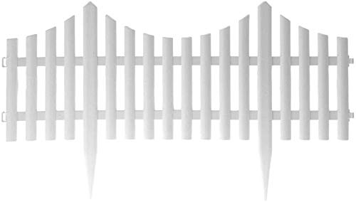 Pack of 8 White Garden Picket Fence Panels/Plastic Lawn Edging For Plant Borders And Flowerbeds (8)