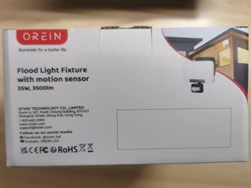 OREiN Security Lights Outdoor Motion Sensor, 24W Warm/Cool White Adjustable 2800 Lumen PIR Motion Sensor Floodlight, IP65 Waterproof, Outside Light Mains Powered for Garden, Patio, Backyard