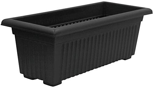 Thumbsup Large 70cm Planter Plastic Trough Sleek Black Raised Plant Pot Planter Herb Trough Plants Flower Bed – Ideal for Small Bushes