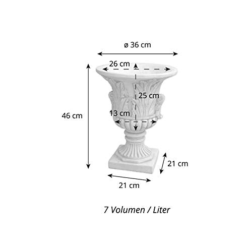 gartendekoparadies.de Flower vase in an antique look, planter made of cast stone, H. 46 cm, 7 liters, 19 kg, gray, frost-proof for outdoor use