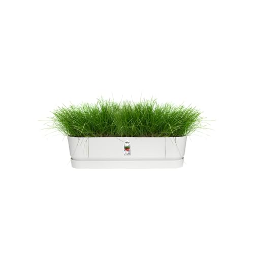 elho Greenville Trough Long 70 - Planter for Outdoor - 100% Recycled Plastic - Ø 69.0 x H 18.5 cm - White/White