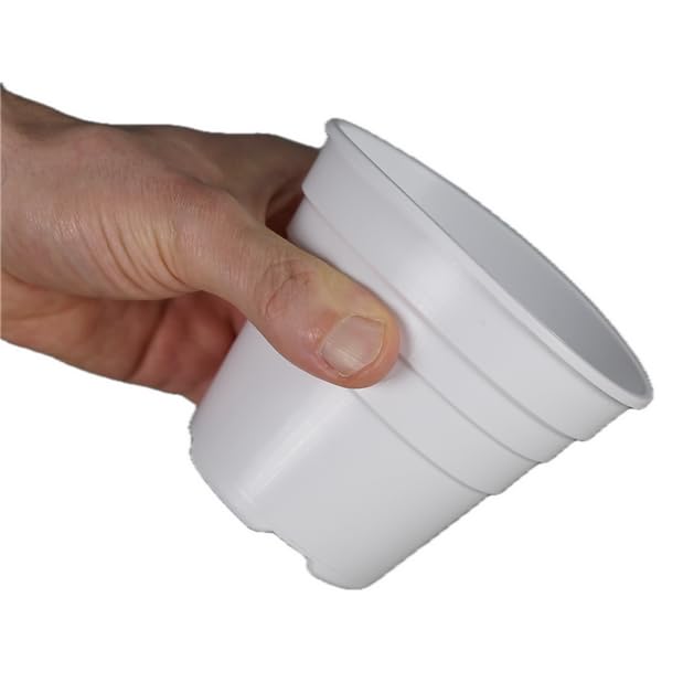 Happy Pots ECO 12.5cm Gloss White - Pack of 5 Premium Plastic Plant Pots - Reusable Flower Pots for Indoor/Outdoor Home Décor Gardening - Round, Heavy Duty, UV Resistant, Recyclable - Made in UK