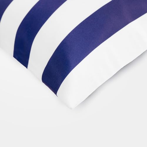 OHS Outdoor Cushions Stripe 45 x 45, Water Resistant Garden Furniture Cushions Sofa Cushion Covers for Inners Super Soft Comfy Decorative, Navy/White Pack of 2