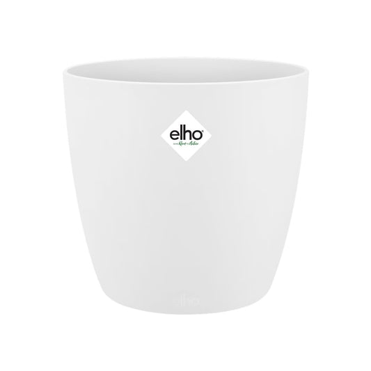 elho Brussels Round 16 - Flower Pot for Indoor - 100% Recycled Plastic - Ø 16.0 x H 14.7 cm - White/White