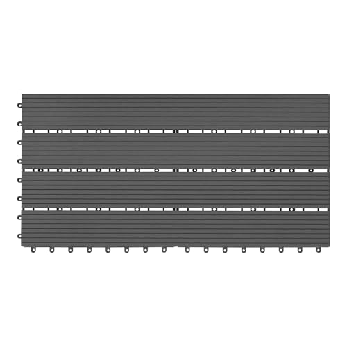 WOLTU 6 x WPC Composite Decking Boards 30 x 60 cm (1 m²) Interlocking Wood Effect Terrace Tiles Flooring with Click System, Grey, GTF005gr