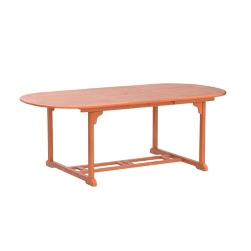 CASARIA® Vanamo Extending Wooden Garden Dining Table | FSC®-Certified Eucalyptus Wood | 150-200x100cm Extendable Foldable Adjustable | Patio Furniture Outdoor Oval 6 Seater