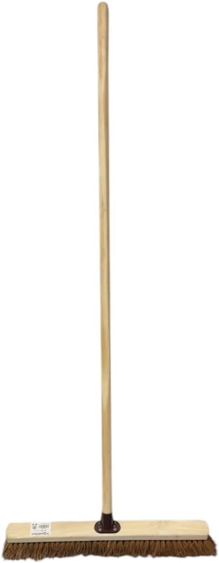24” Soft Coco Bristle Broom Indoor Outdoor Soft Broom Sweeping Brush with Wooden Handle Natural Indoor Floor Brush with Dense Soft Bristles Brooms for Office Warehouse and Garage 60cm Brush