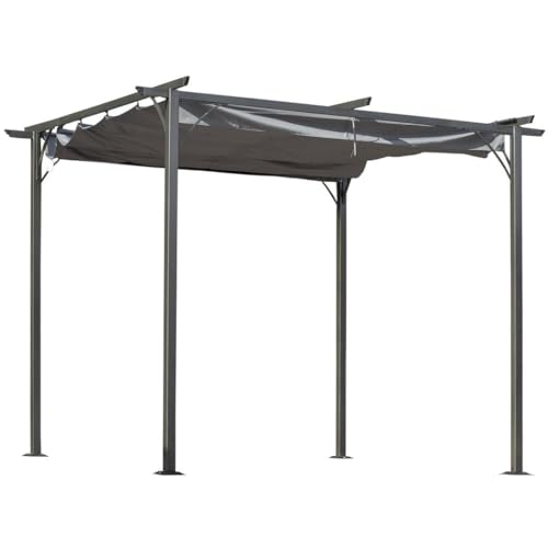 Outsunny 3x3m Metal Retractable Pergola – Grey