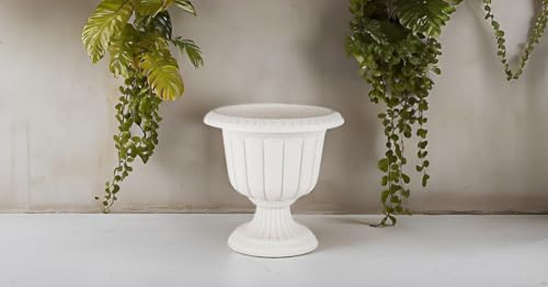 Tamersgifts Plastic Round Garden Urn Plant Pot Planter Outdoor Garden Stand Round -3 colours (Off White, Large)