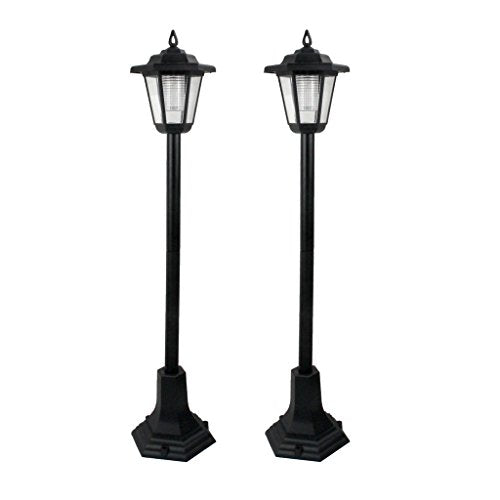 Solar LED Garden Lamp Posts Black – Pack of 2