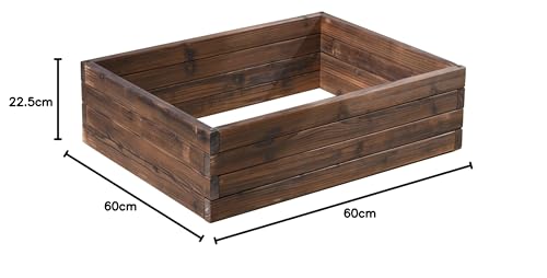 Wooden Raised Garden Planter Treated Fir Wood Outdoor Flower Trough Herb Vegetable Bed in 3 Sizes Bottomless Assembly Required (Medium 80x60cm)