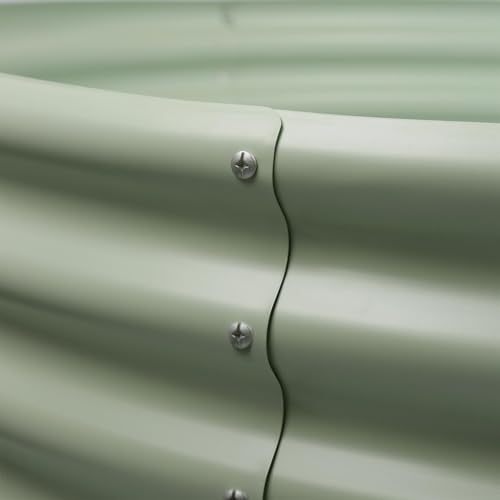 Harbour Housewares Raised Garden Bed - Green - 90 x 45cm - Round - Bottomless Metal Raised Bed Galvanised Steel Planter Box for Growing Outdoor Plants, Vegetables, Flowers and Herbs