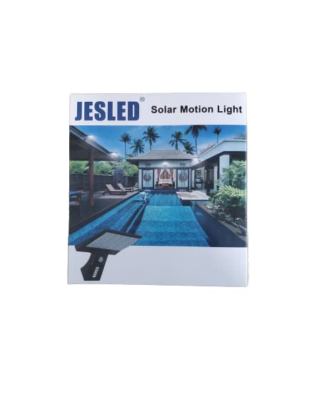 JESLED Solar Powered Lights Outdoor/Outside for Garden Fence Door Yard Pathway, 90 LED Solar Motion Sensor Security/Wall Lights Waterproof 2600mAh, USB Charging (1 Pack)