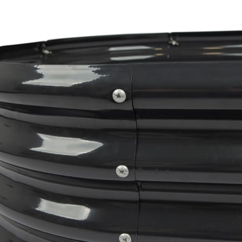 Harbour Housewares Raised Garden Bed - Anthracite - 180 x 90cm - Rounded - Bottomless Metal Raised Bed Galvanised Steel Planter Box for Growing Outdoor Plants, Vegetables, Flowers and Herbs