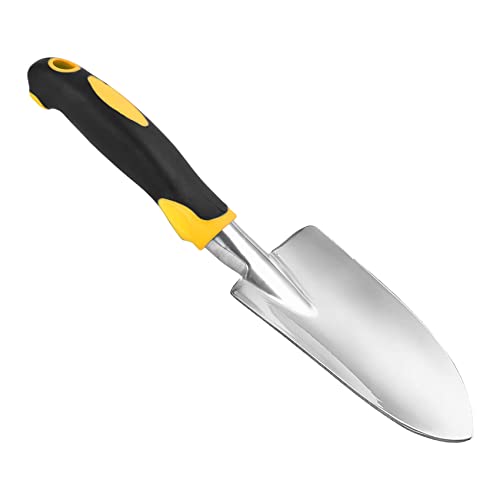 Quanyuchang Garden Trowel Ergonomic Grip, Hand Shovel Soft Rubberized Non-Slip Handle for Planting, Transplanting Weeding Moving and Smoothing Digging Soil Gardening Gift(Yellow)