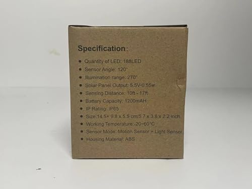 WELALO Solar Security Lights, 188 LED Solar Motion Sensor Lights, IP65 Waterproof Solar Lights Outdoor Garden, 3 Modes PIR Solar Powered Wall Lights for Outside Garden Fence Door Yard (2 Pack)