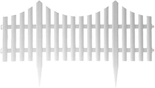 Pack of 8 White Garden Picket Fence Panels/Plastic Lawn Edging For Plant Borders And Flowerbeds (8)