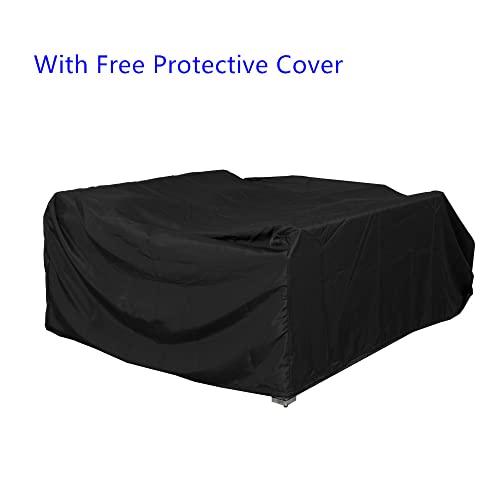 Panana 8-Seater Rattan Corner Sofa Set with Table & Stool, Outdoor Wicker Patio Lounge Furniture Set for Garden, Patio, Balcony, and Conservatory (Mixed Grey Wicker with Grey Cushions)