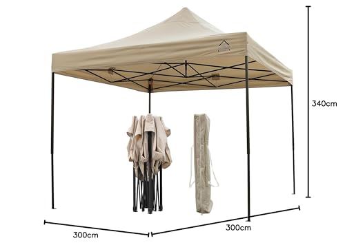 All Seasons Gazebos 3x3m Heavy Duty Fully Waterproof Pop up Gazebo With Accessory Pack - Beige