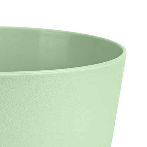 FORAGIFT 16 Pack 15cm Plastic Plant Pots for Indoor Flower Pots, Heavy Duty and Stylish Plant Pots for Indoor Plants with Drainage Holes and Tray for Plants, Flowers, Green