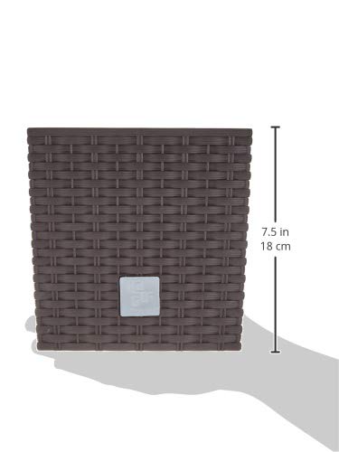 Prosper Plast Rattan Planter Dark Brown, Small Size 17cm Square Shaped Flower Pot