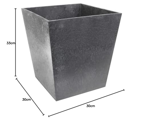 HTUK Recyled Rubber Planter Flower Pot Made With Recycled Rubber Weather Resistant Planter Indoor And Outdoor Planter 3 33cm/50cm/70cm Steel Grey (33cm Steel Grey Planter)