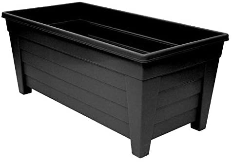 Optimal Products Long Trough/Oval/Square Plant Pot Plastic Planter Indoor Home Outdoor Garden Window Herb Flower Box (55cm Trough Ebony, 2)