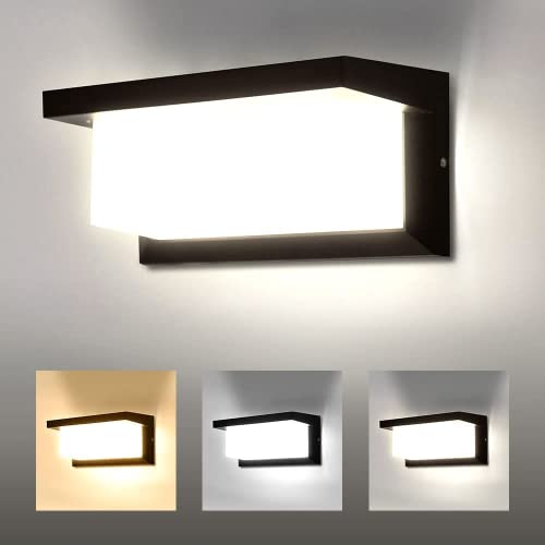 CANMEIJIA Outdoor Wall Lights Front Door Lights, 6500K 18W IP44 Waterproof LED Black Wall Lights Indoor,Aluminium Outside Lights Wall Lamp,Wall Lighting Fixtures Wall Lights for Living Room,Bedrooms