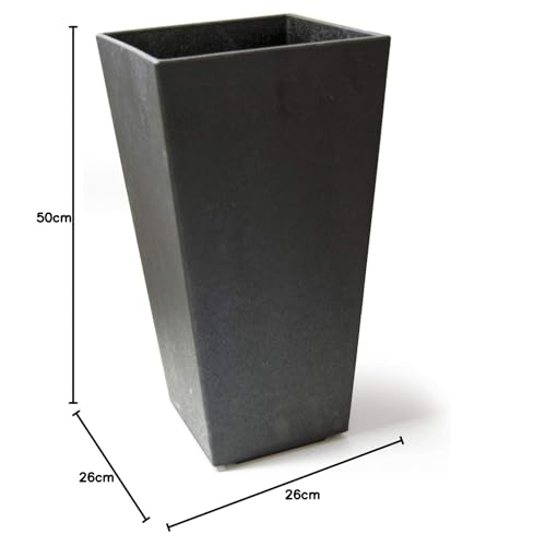 ECO GARDEN Recyled Rubber Plant Pot, Slate, 50cm