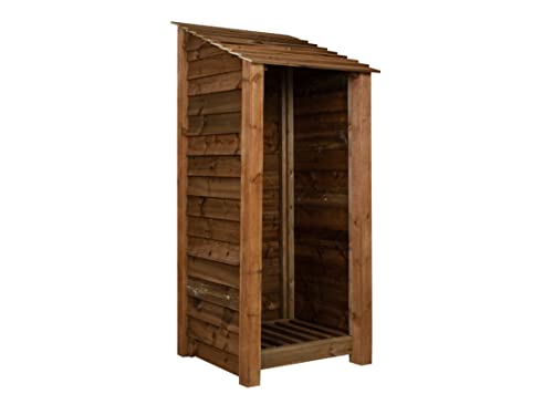 Arbor Garden Solutions wooden log store 6ft, firewood storage (W-79cm, H-180cm, D-88cm), brown finish (Without kindling shelf)
